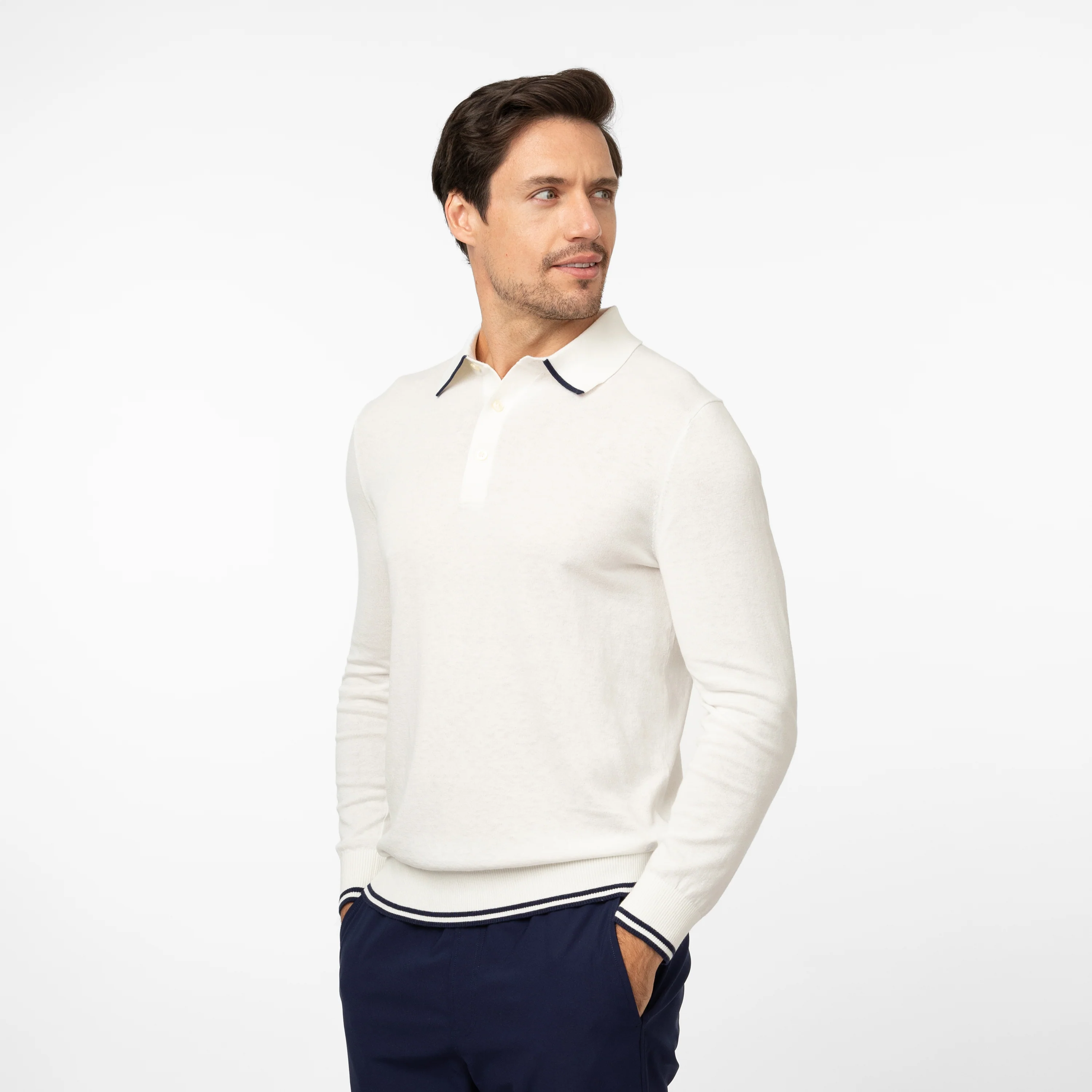 Harbor Stretch Long Sleeve Sweater Polo
