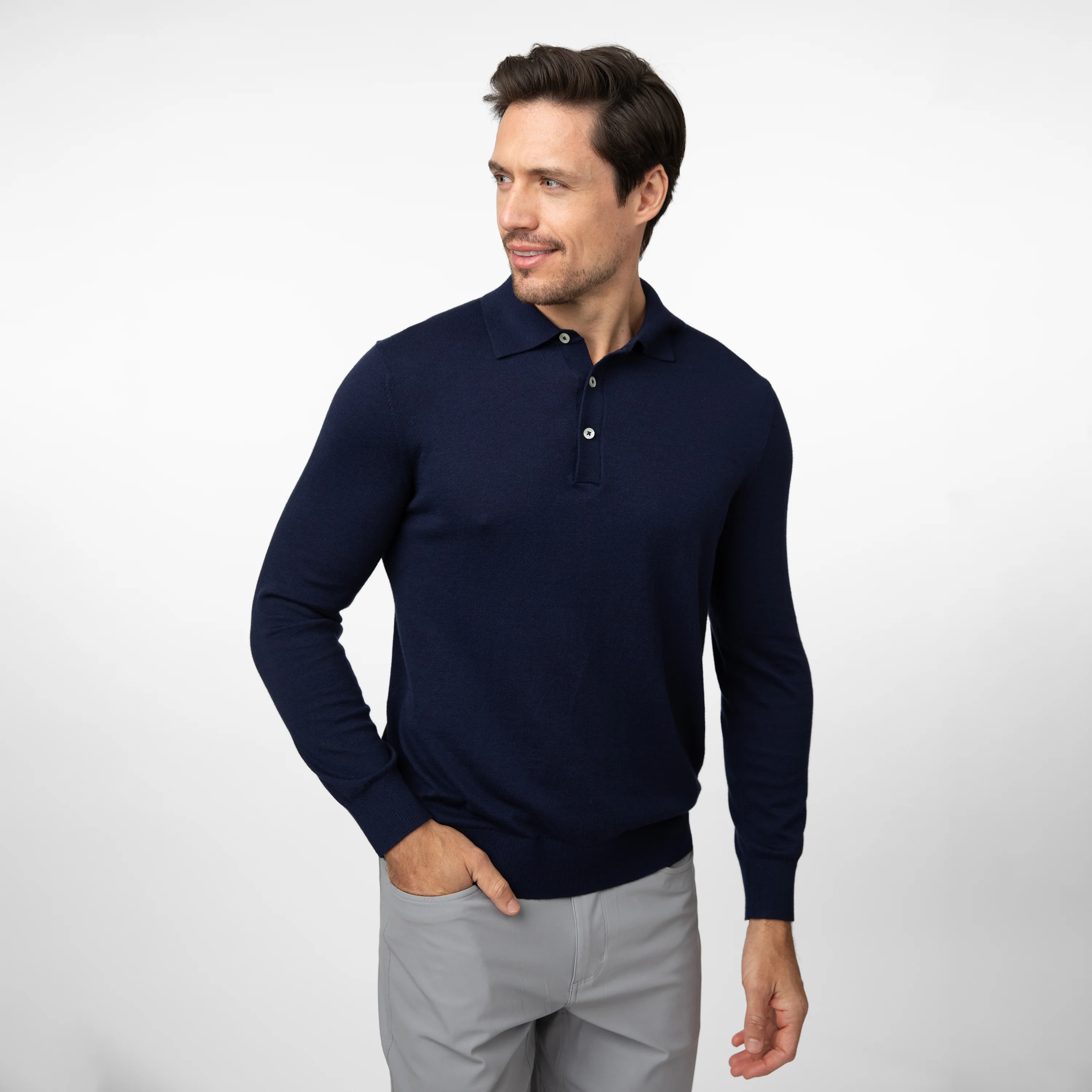Harbor Stretch Long Sleeve Sweater Polo